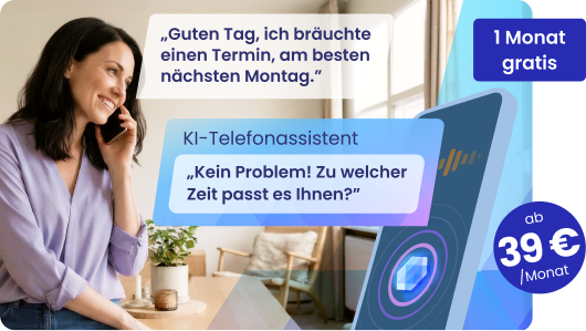 Frau telefoniert mit dem STRATO KI-Telefonassistenten