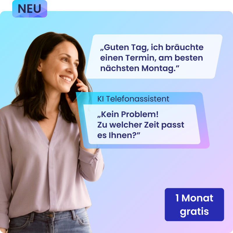 Frau telefoniert mit dem KI Telefonassistenten
