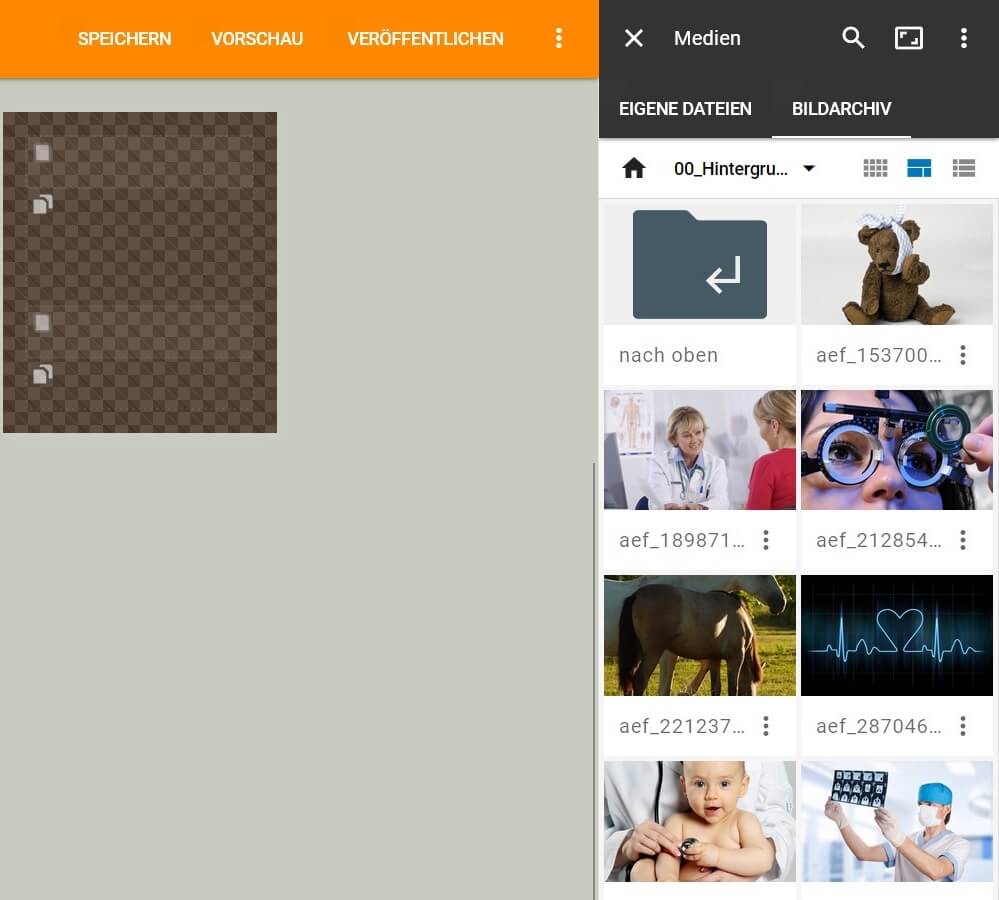 Ein Screenshot, der zeigt, wie man im Homepage-Baukasten eigene Bilder einfügen kann