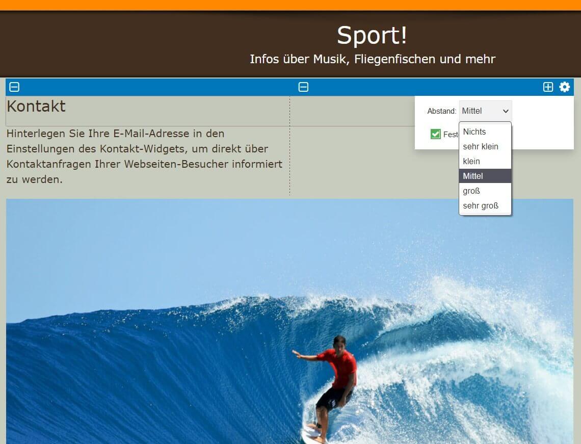 Screenshot: So fügt man im Homepage-Baukasten Spalten in einem Textblock ein