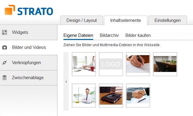 Der Eigene-Dateien-Ordner im Homepage-Baukasten von STRATO