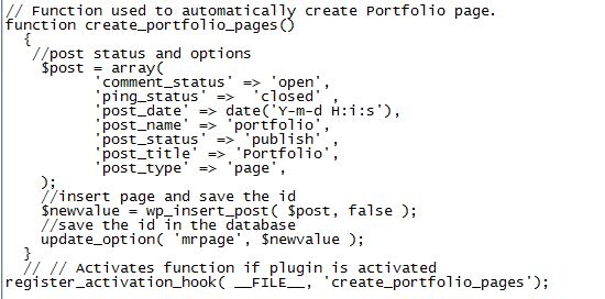 Ein Code-Ausschnitt zum Erstellen einer eigenen Portfolio-Seite