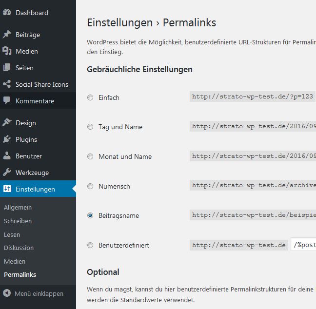 Benutzerdefinierte URL-Strukturen bei WordPress-Permalinks