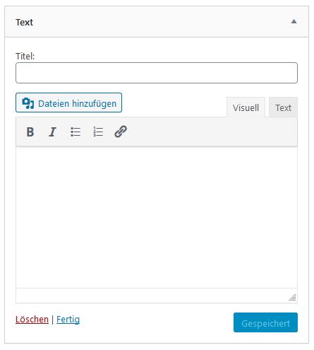 Der WordPress-Editor des „Text“-Widgets