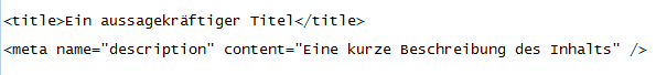 WordPress-Meta-Tag mit Code für Title und Description