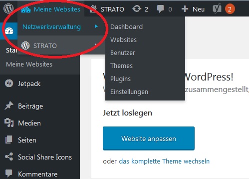 WordPress-Multisite-Installation abgeschlossen