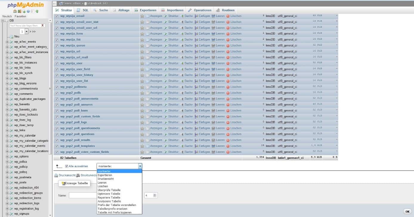 WordPress PHPmyAdmin