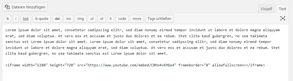 WordPress-Video-Plug-in: Einbettungscode von YouTube verwenden