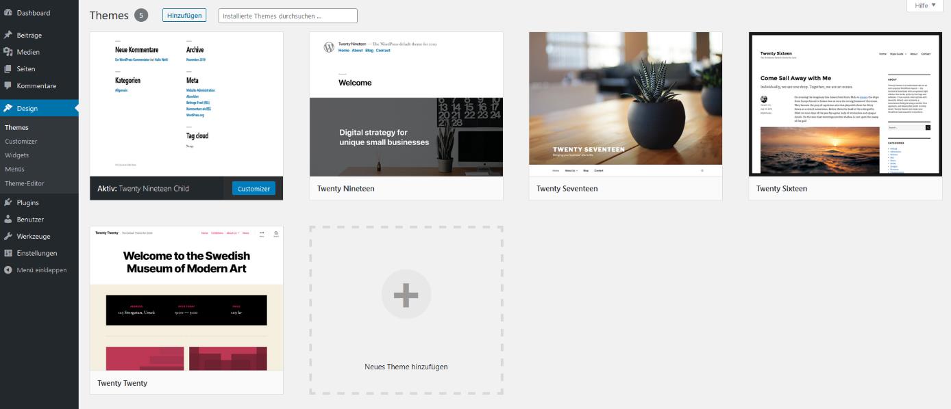 WordPress-Tutorial: Das Theme-Menü