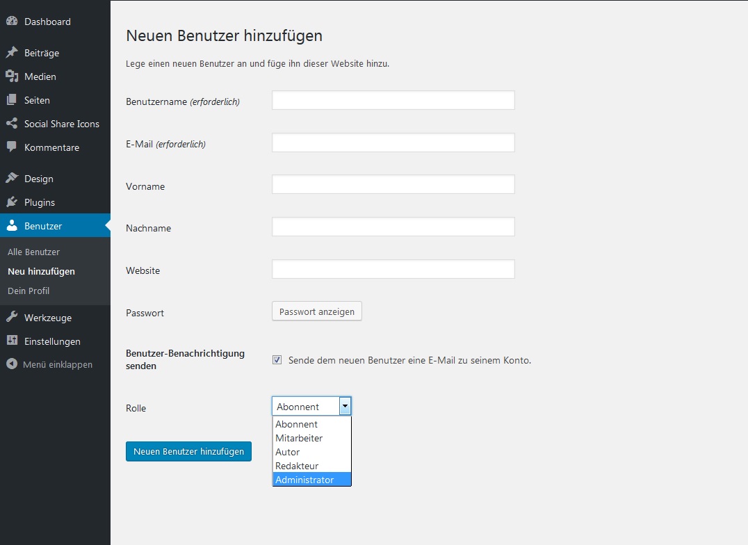 WP-Login: Benutzerrollen