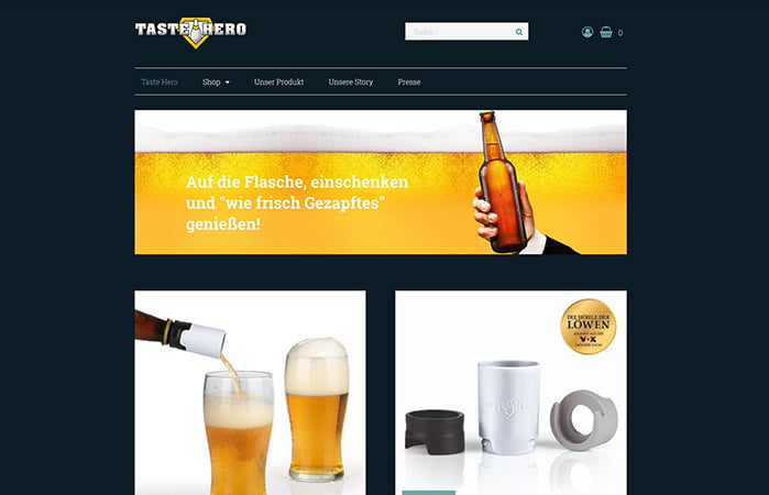 Screenshot der Website mit Biergläsern