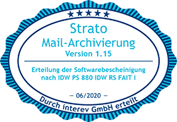 STRATO Mail-Archivierung erhält Zertifizierung nach dem Standard IDW PS 880