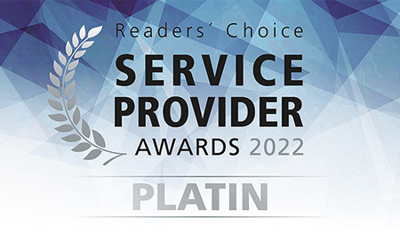 Siegel: Readers Choice - Service Provider Award 2022 – Platin