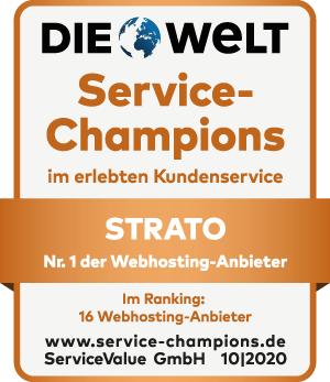 STRATO ist 2020 zum 7. Mal der Service-Champion unter den Webhostern