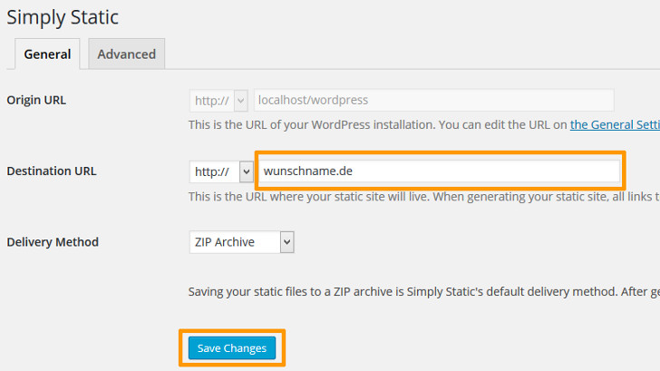 Screenshot Simply Static