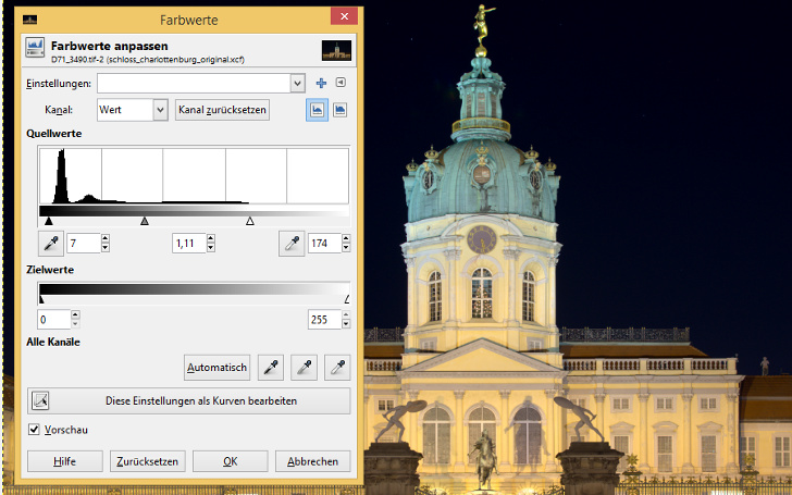 Farben anpassen in GIMP
