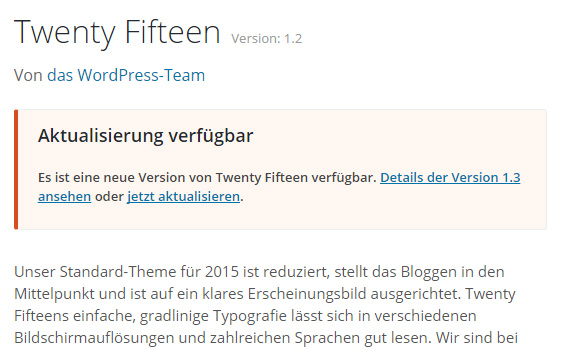 Sicherheitshalber vor einem Update prüfen: Veränderungen im Eltern-Theme.