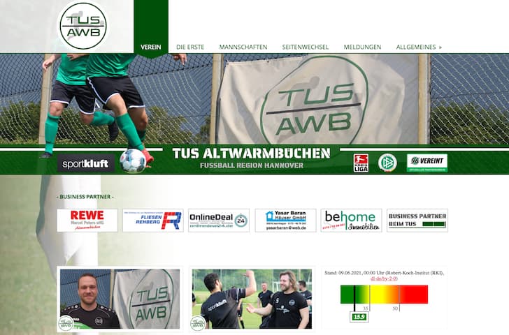 Screenshot der Website vom TUS Altwarmbüchen