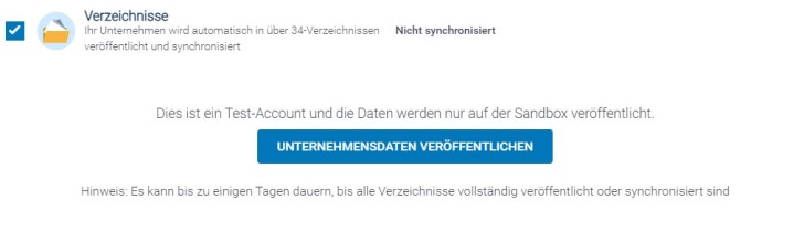 Screenshot: Unternehmensdaten veröffentlichen