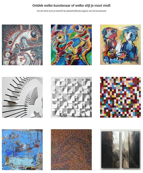 Zu sehen sind neun verschiedene zeitgenössische Gemälde in Form eines Moodboards.