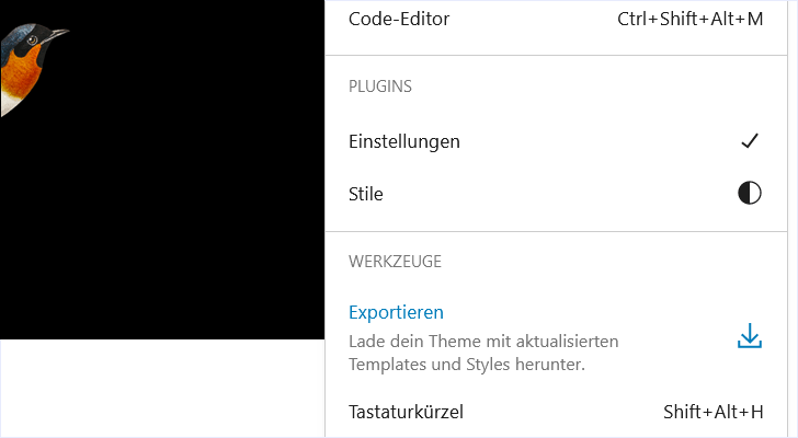 Exportiere deine Veränderungen am jeweiligen Theme