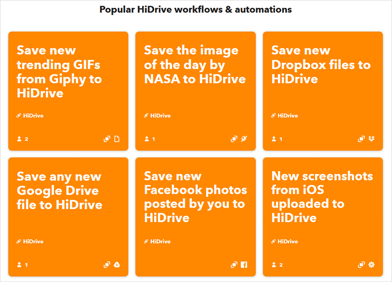 Einige einsatzbereite HiDrive Applets auf IFTTT