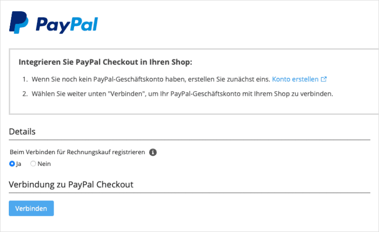 PayPal Checkout verknüpfen