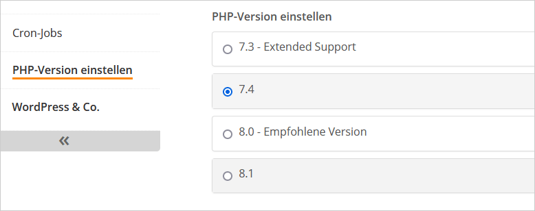 STRATO: PHP umstellen