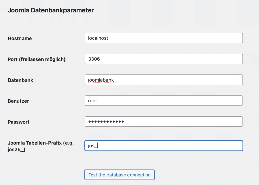 Auch die Datenbank-Verbindung muss stimmen.