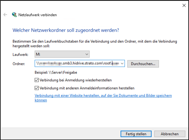 Netzlaufwerk Einstellungen Netzlaufwerk Einstellungen