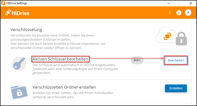 HiDrive Schlüssel bearbeiten HiDrive Schlüssel bearbeiten