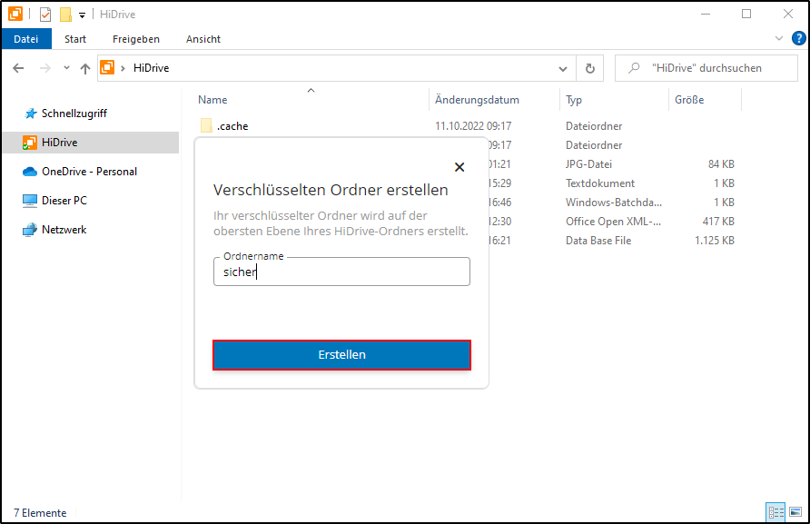 HiDrive Neuer verschlüsselter Ordner 2 HiDrive Neuer verschlüsselter Ordner 2