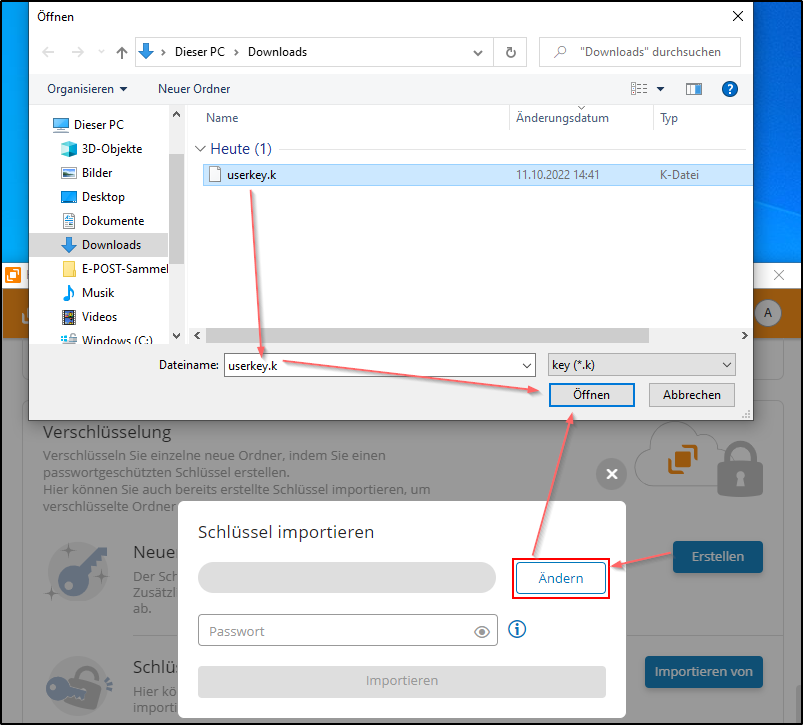 HiDrive Schlüssel importieren 2 HiDrive Schlüssel importieren 2