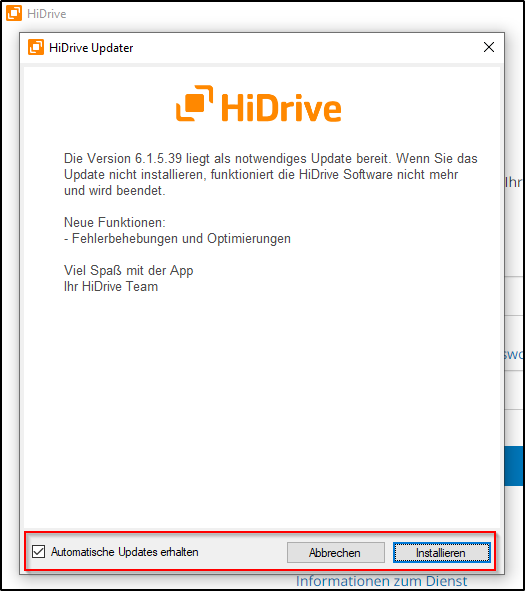 HiDrive Software-Update HiDrive Software-Update