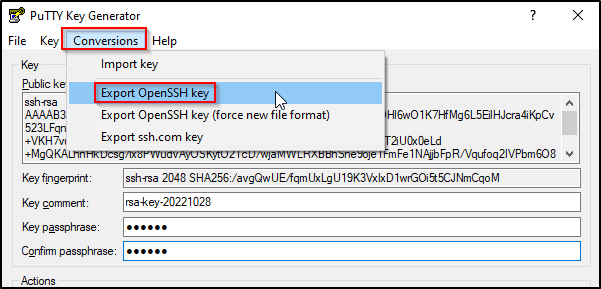 Puttygen-Keyexport Puttygen-Keyexport