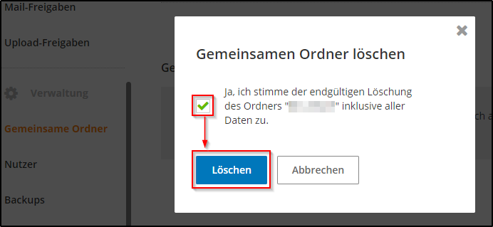 Ordner löschen bestätigen