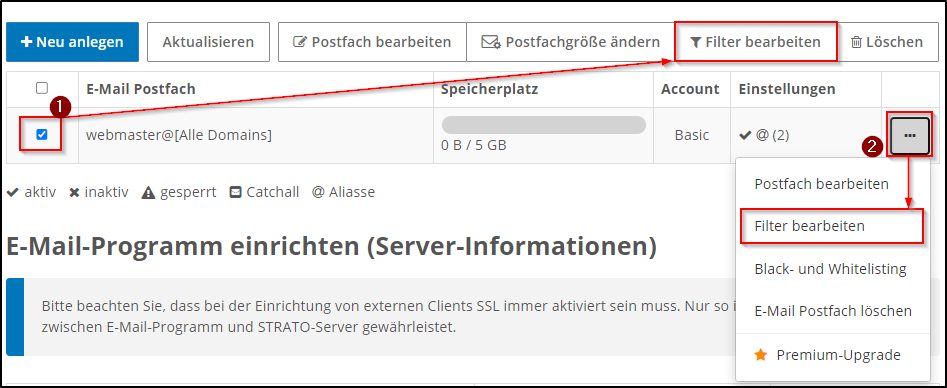 Filter bearbeiten Filter bearbeiten