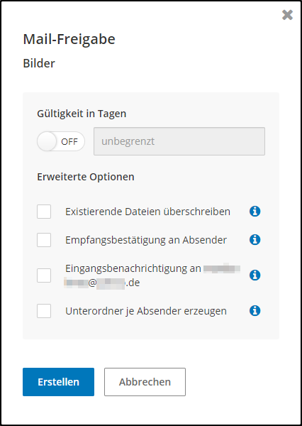 Freigabe-Optionen Freigabe-Optionen