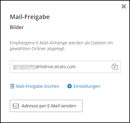 Mail-Freigabe angelegt Mail-Freigabe angelegt