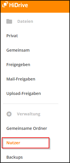 Menü Nutzer Menü Nutzer