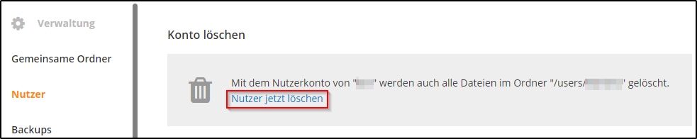 Nutzer löschen Nutzer löschen
