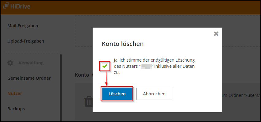 Nutzer löschen Bestätigen Nutzer löschen Bestätigen
