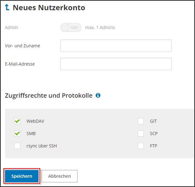 Nutzer speichern Nutzer speichern