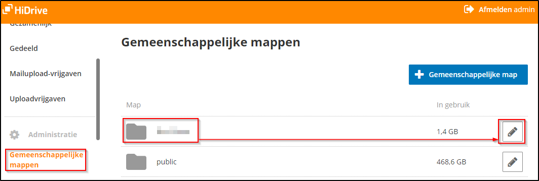 Gemeenschappelijke map bewerken Gemeenschappelijke map bewerken