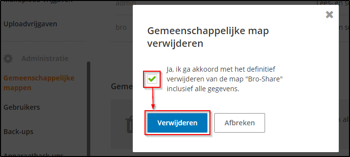 Gemeenschappelijke map verwijderen 2 Gemeenschappelijke map verwijderen 2