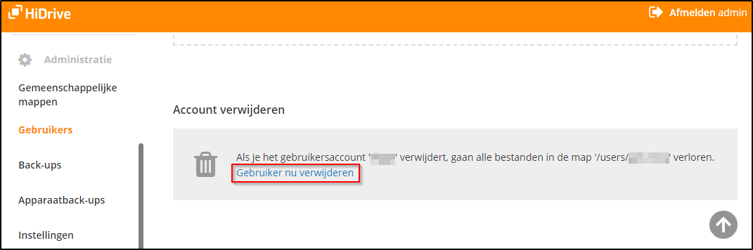 Gebruiker verwijderen Gebruiker verwijderen