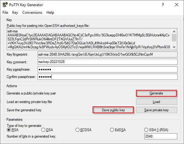 Puttygen+passphrase Puttygen+passphrase