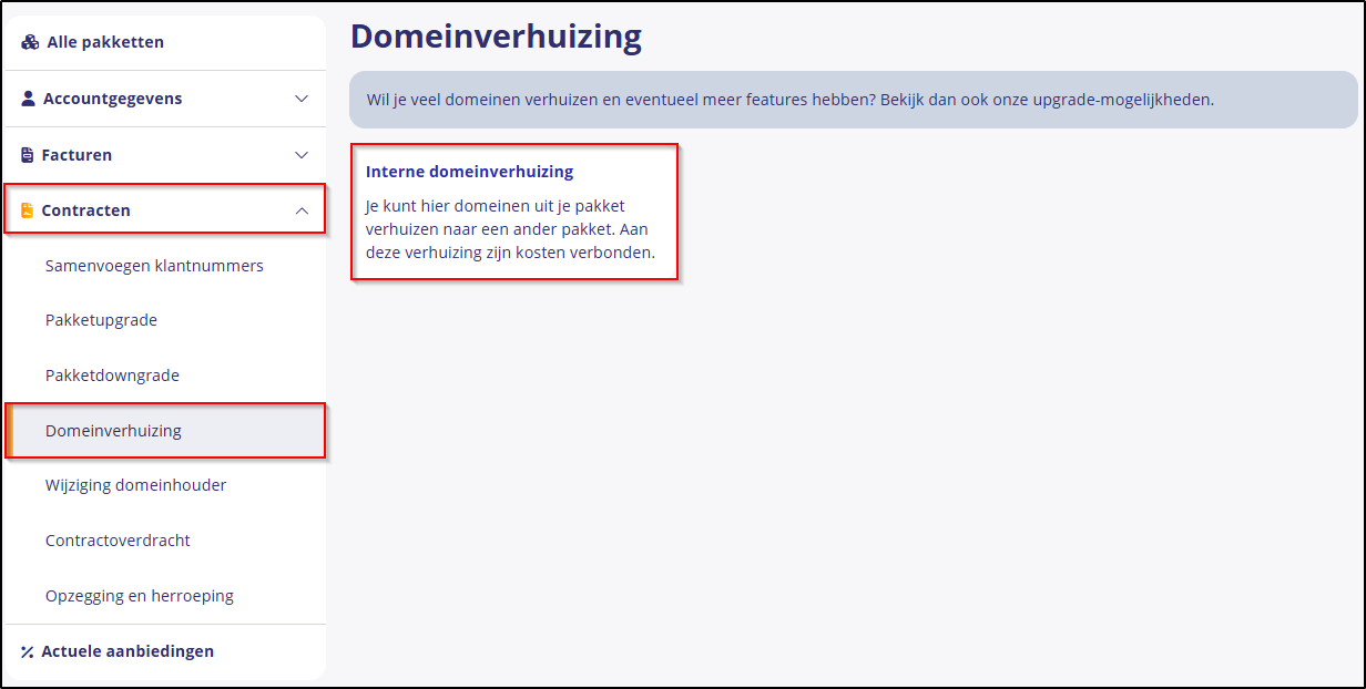 Interne domeinverhuizing Interne domeinverhuizing