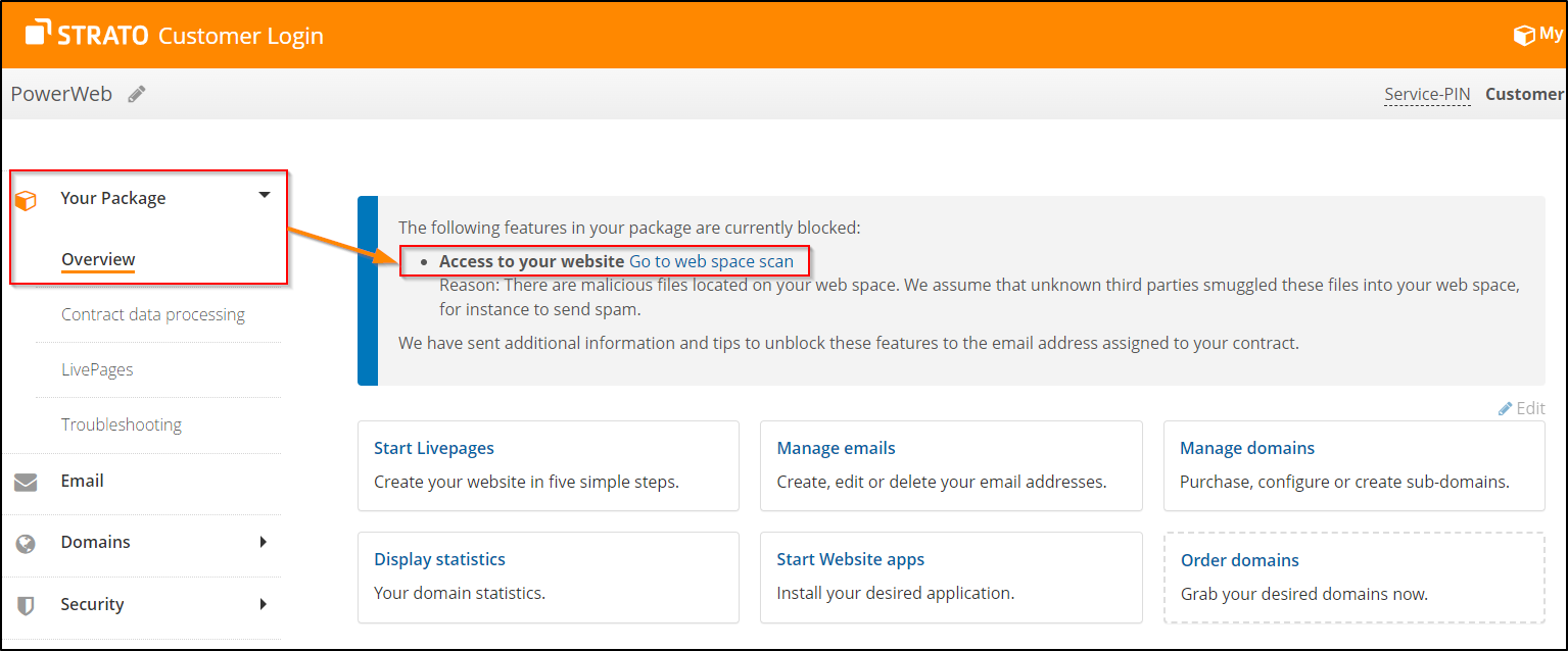 Go to web space scan Go to web space scan