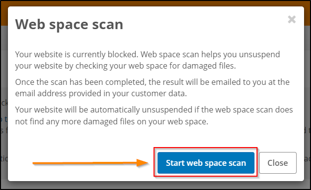 Start web space scan Start web space scan